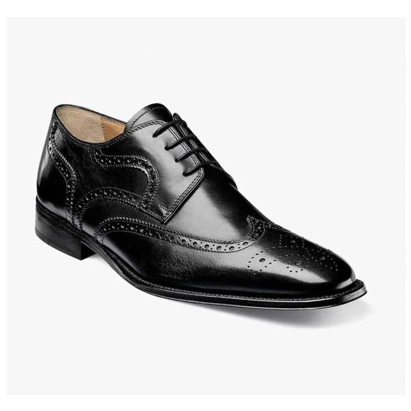 Florsheim Mens Midtown Wingtip Oxford Dress Shoes Made In Spain Black Size 11M - Picture 1 of 12